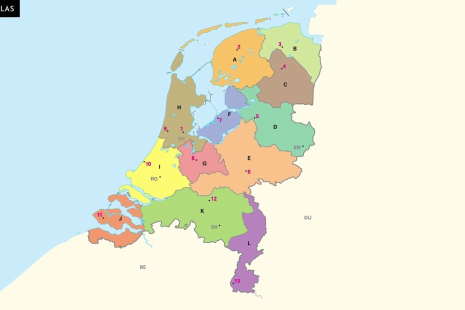 Mijn eigen Bosatlas: Topografie Nederland - Basistopo Nederland - provincies en hoofdsteden